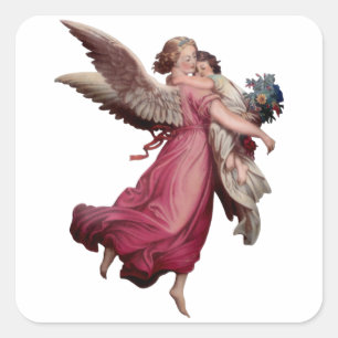 Two Angels in Flight Square Sticker