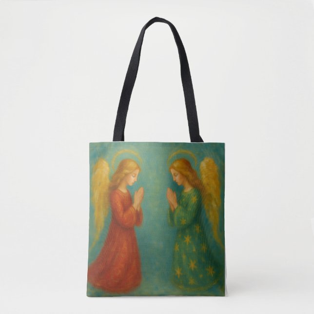 Two Angels Praying Tote Bag (Front)