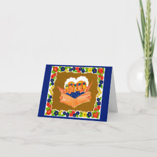 two angels singing note card