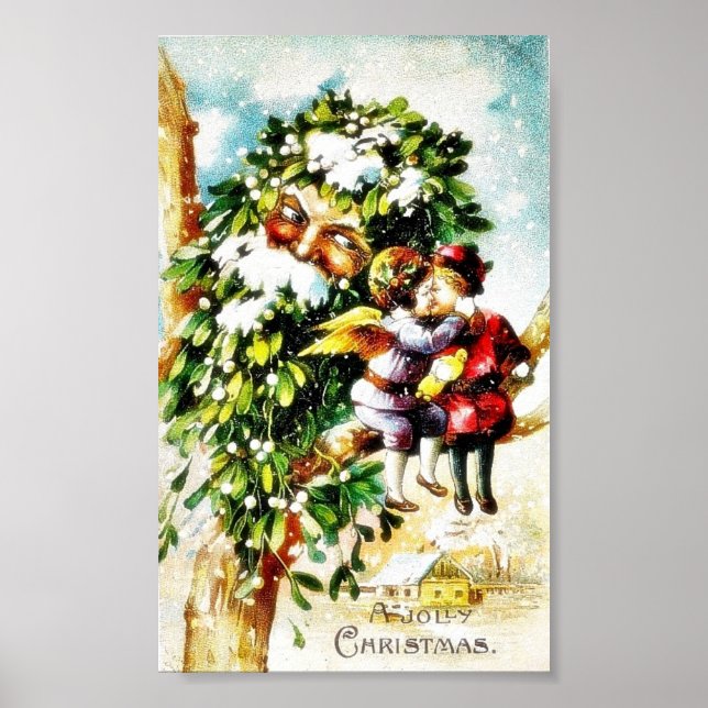 Two angels sitting on the branch and kissing and a poster (Front)