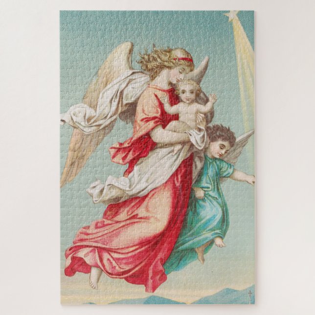 Two angels wear a small child jigsaw puzzle (Vertical)