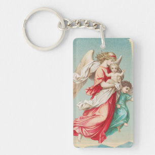 Two angels wear a small child key ring