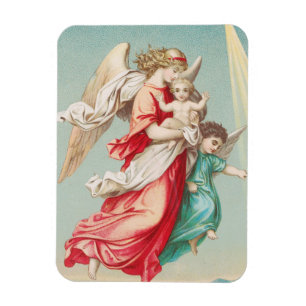 Two angels wear a small child magnet