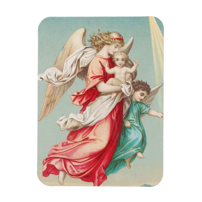 Two angels wear a small child magnet (Vertical)
