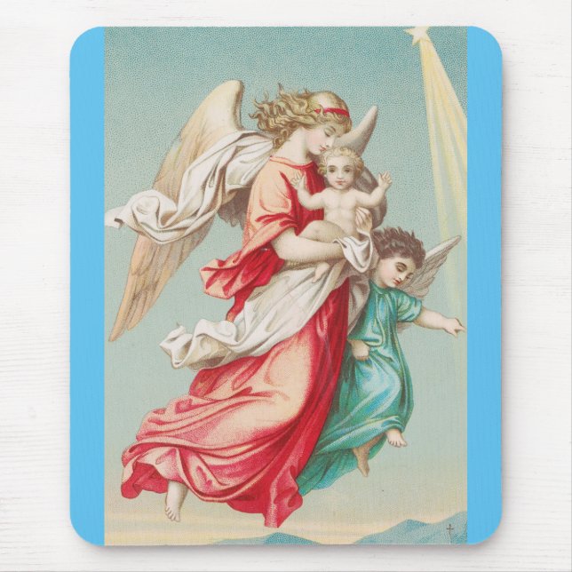 Two angels wear a small child mouse pad (Front)