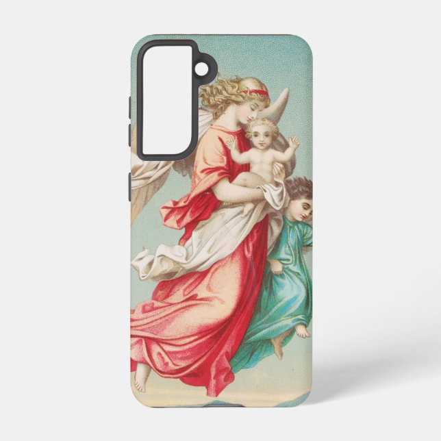 Two angels wear a small child samsung galaxy s21 case (Back)