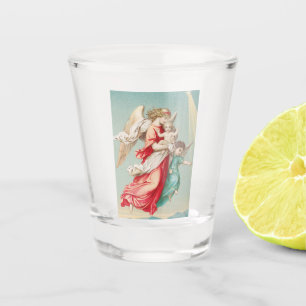 Two angels wear a small child shot glass