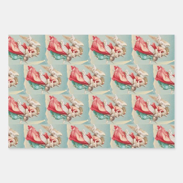 Two angels wear a small child wrapping paper sheet (Front)