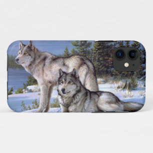 Two arctic wolves painting iPhone 11 case