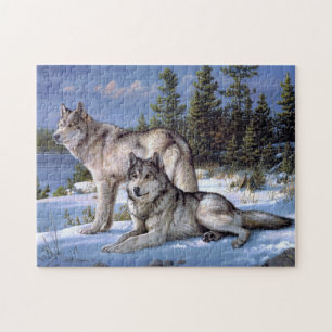 Two arctic wolves painting jigsaw puzzle