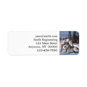 Two arctic wolves painting return address label