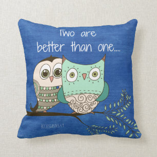Two are better than one bible verse with owls cushion