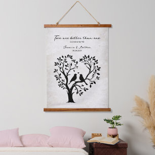 Two are better than one with heart shaped tree hanging tapestry