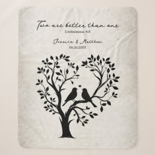 Two are better than one with heart shaped tree sherpa blanket