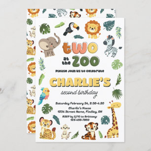 Two at the Zoo Animal Safari Birthday Party Invitation