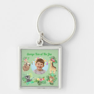 Two at The Zoo Jungle Baby Animals Birthday Favour Key Ring