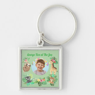 Two at The Zoo Jungle Baby Animals Birthday Favour Key Ring