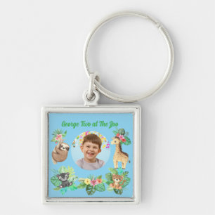 Two at The Zoo Jungle Baby Animals Birthday Favour Key Ring