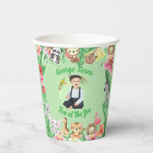 Two at the Zoo Jungle Safari Photo Birthday  Paper Cups