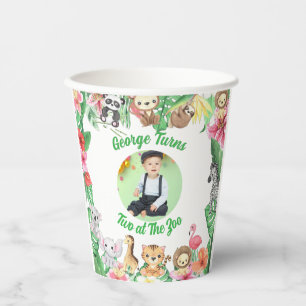 Two at the Zoo Jungle Safari Photo Birthday  Paper Cups