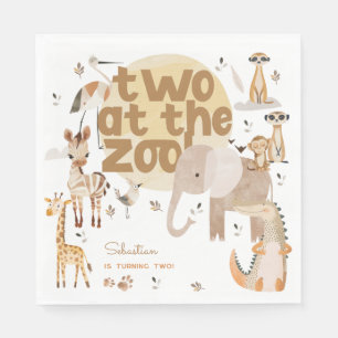 Two at the zoo safari animals kids birthday  napkin