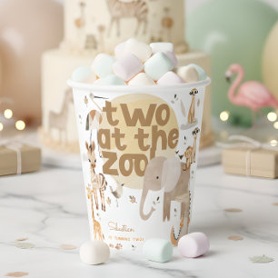 Two at the zoo safari animals kids birthday  paper cups