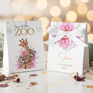 Two at the zoo safari animals kids birthday party favour box