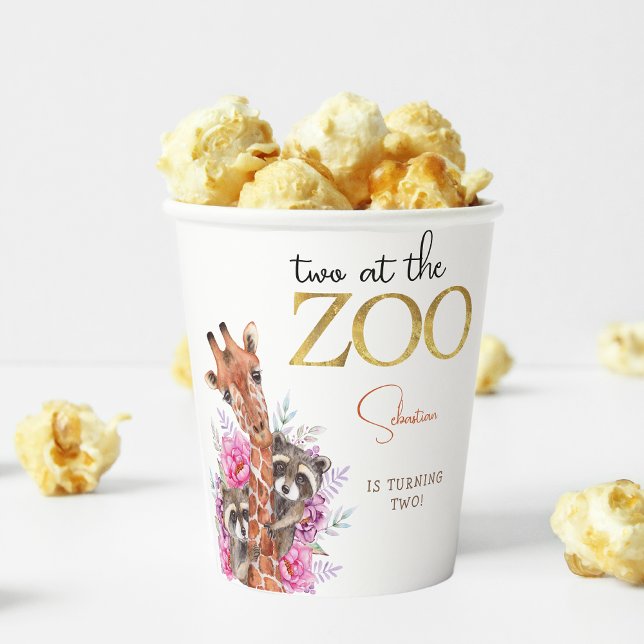 Two at the zoo safari animals kids birthday party paper cups (Creator Uploaded)