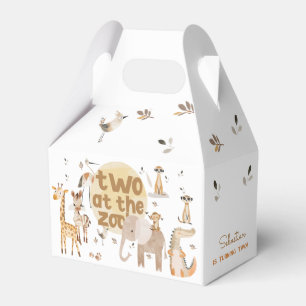 Two at the zoo safari animals second kids birthday favour box