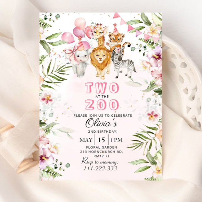 Two at the zoo safari birthday invitation (Creator Uploaded)