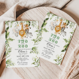 Two at the zoo safari birthday invitation