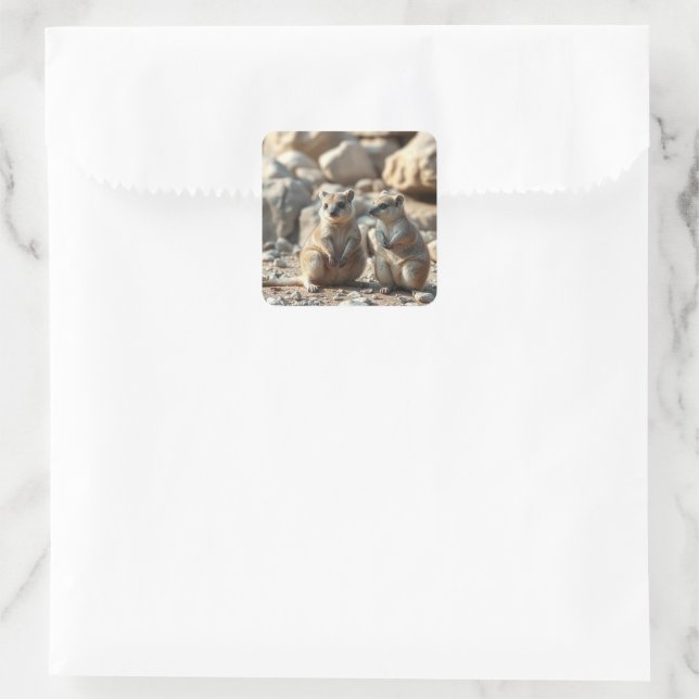 Two Aussie Rottnest IsLand Quokkas, Square Sticker (Bag)