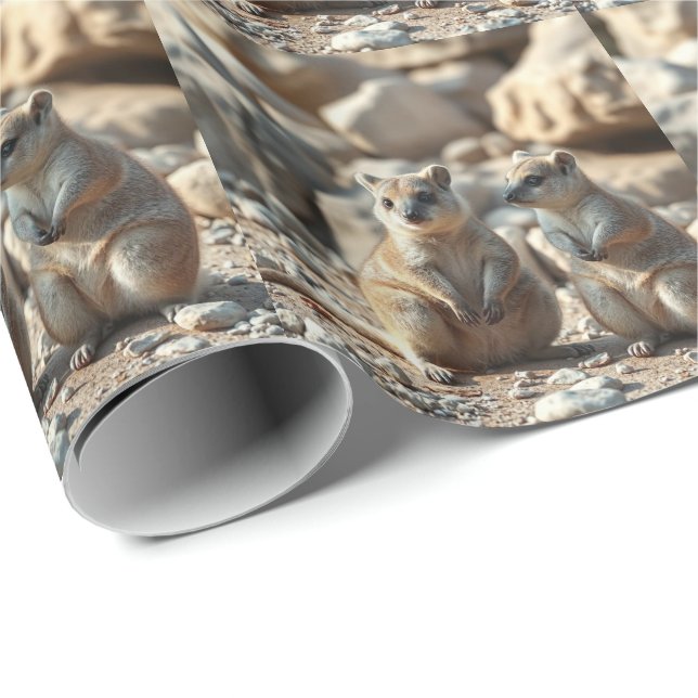 Two Aussie Rottnest IsLand Quokkas, Wrapping Paper (Roll Corner)