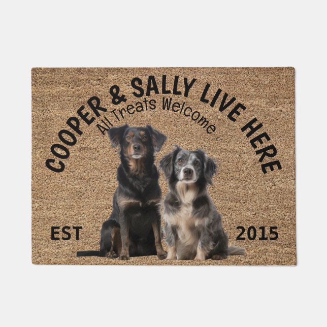 Two Australian Shepherds Personalised Dog Lover   Doormat (Front)