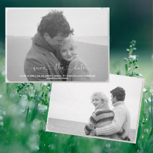 Two B/W Photo Simply Us Save the Date Holiday Card