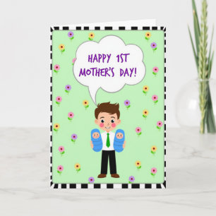 Two Babies First Mothers Day Card