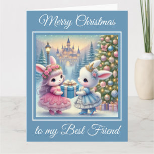 Two Baby Bunnies Best Friends Christmas Card