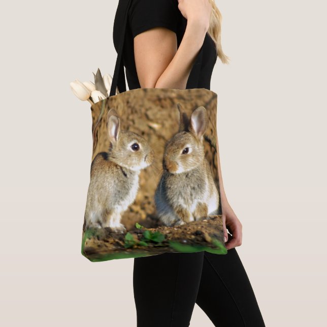 Two Baby Bunnies Tote Bag (Close Up)