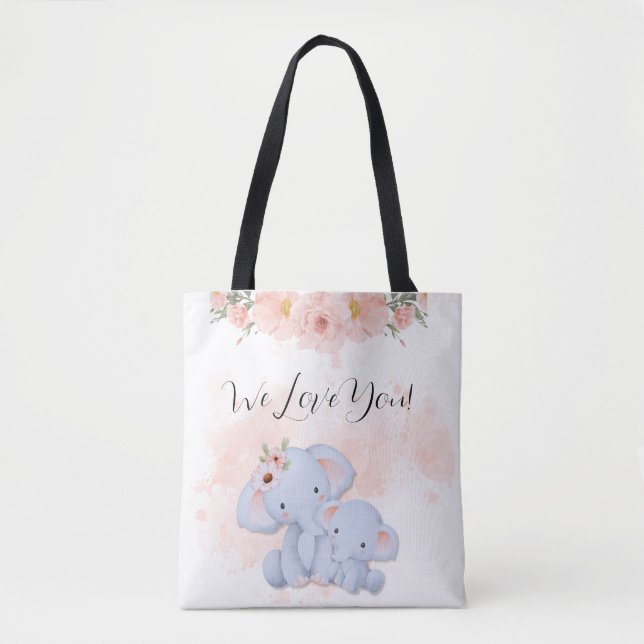 Two Baby Elephants Tote Bag (Front)