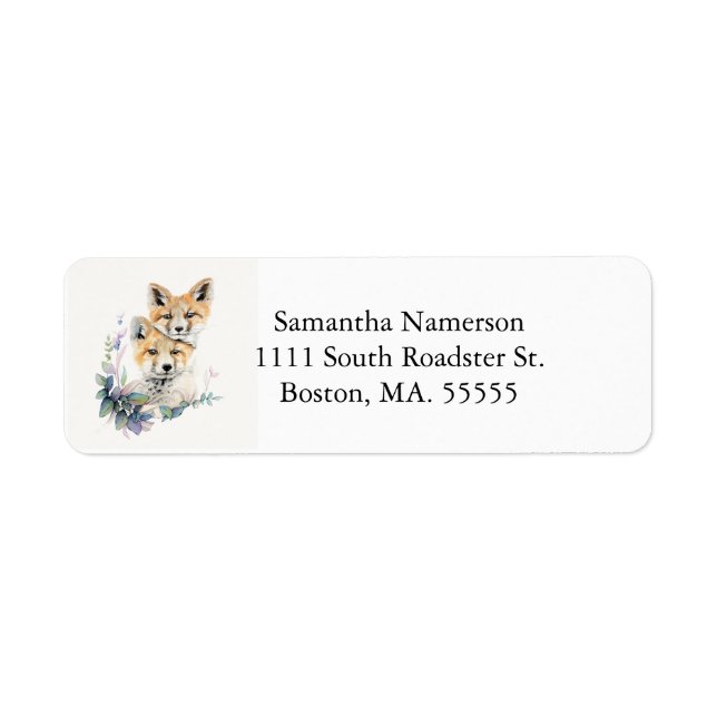 Two Baby Foxes Return Address Label (Front)