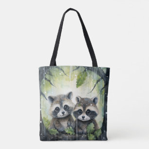 Two Baby Raccoons in the Rain Tote Bag