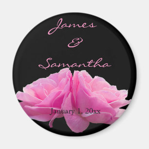 Two Back to Back Pink Roses Personal Wedding Magnet