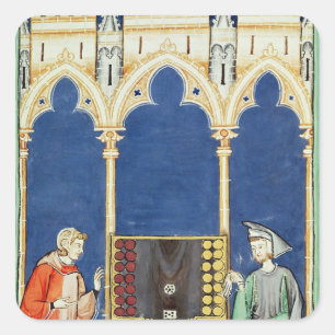 Two Backgammon Players Square Sticker
