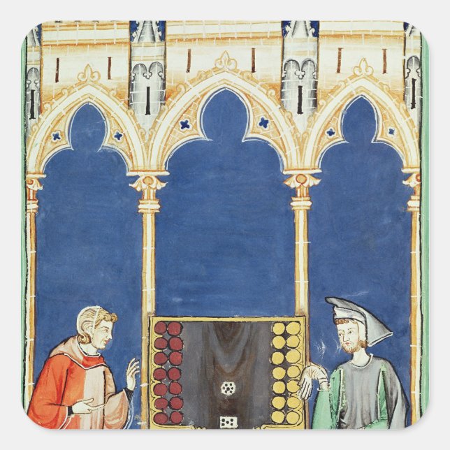 Two Backgammon Players Square Sticker (Front)