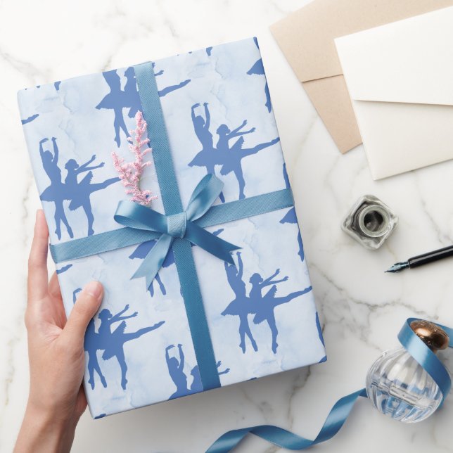 Two Ballerinas Blue All Occasion Wrapping Paper (Gifting)
