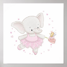 Two Ballerinas Cute Hand-Drawn Elephant Bee Pink