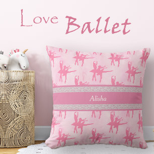 Two Ballerinas Pink Personalised Cushion