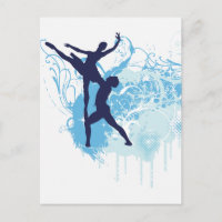Two Ballet Dancers Silhouette in Blue
