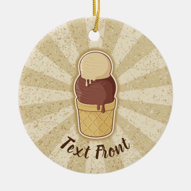 Two Balls Ice Cream Cup Ceramic Ornament (Front)
