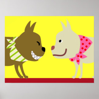 Two Bandanna Dogs - Yellow Poster